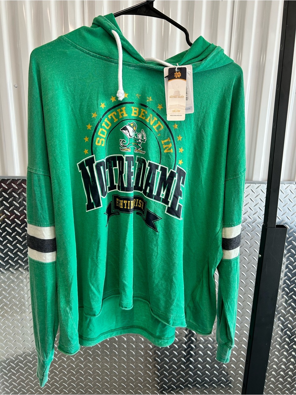 Notre Dame Green womens Hooded Sweatshirt